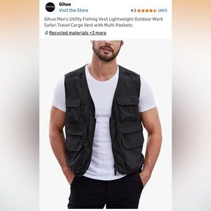 Men's Black Utility Fishing Vest - Multi-Pocket Outdoor Vest